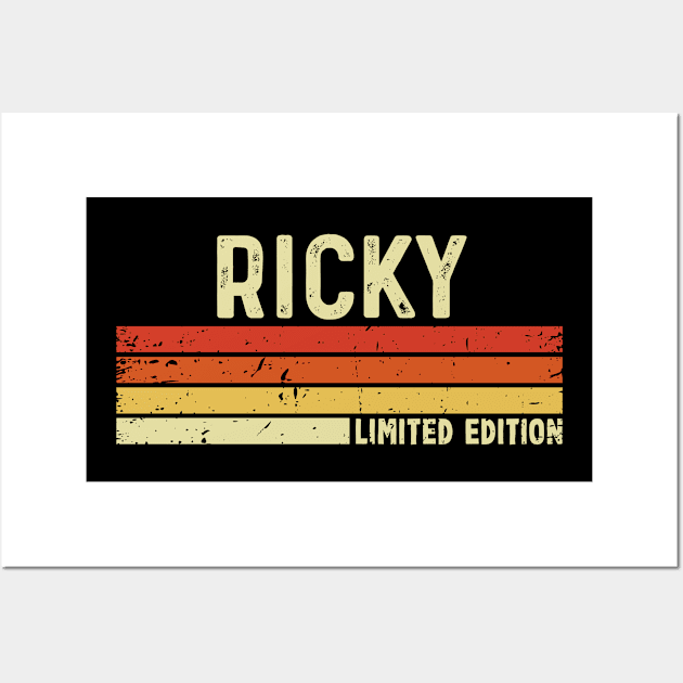 Ricky First Name Vintage Retro Gift For Ricky Wall Art by CoolDesignsDz